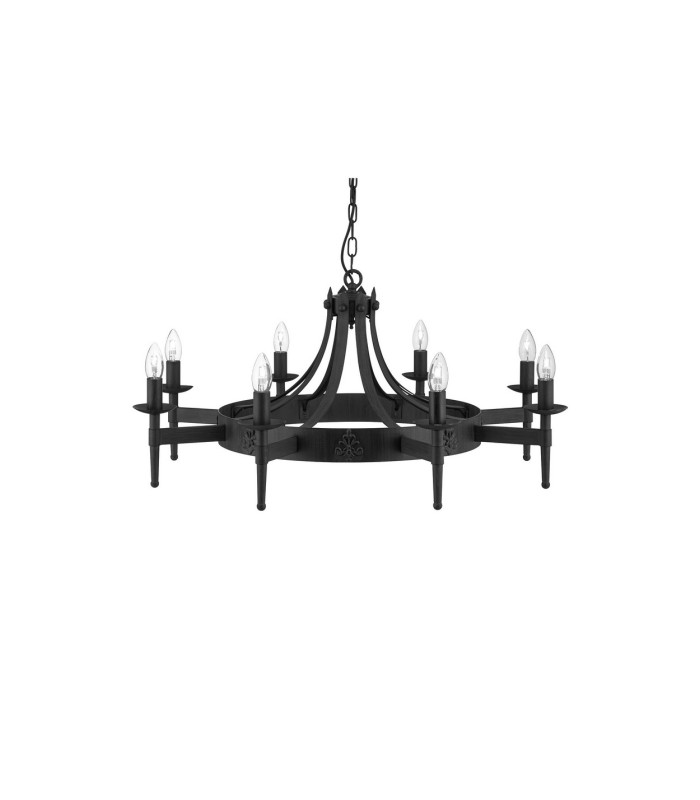 Cartwheel 8 Light Chandelier Black Finish E14_Off