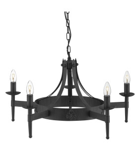 Cartwheel 5 Light Multi Arm Ceiling Pendant Black E14_Main