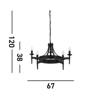 Cartwheel 5 Light Multi Arm Ceiling Pendant Black E14_Line
