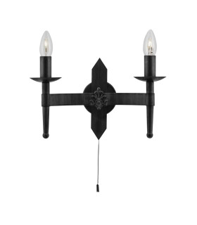 Cartwheel 2 Light Indoor Candle Wall Light Black E27_Main