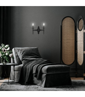 Cartwheel 2 Light Indoor Candle Wall Light Black E27_Room