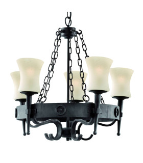 Cartwheel 5 Light Multi Arm Ceiling Pendant Black Scavo Glass Five E27_Main