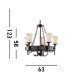 Cartwheel 5 Light Multi Arm Ceiling Pendant Black Scavo Glass Five E27_Line