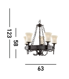 Cartwheel 5 Light Multi Arm Ceiling Pendant Black Scavo Glass Five E27_Line