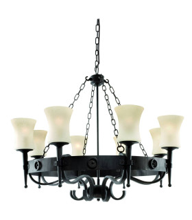 Cartwheel 8 Light Multi Arm Chandelier Black Finish E27_Main