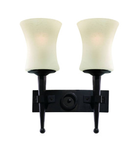 Cartwheel 2 Light Indoor Wall Light Black with Scavo Glass E27_Main