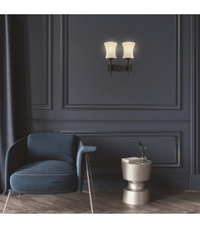 Cartwheel 2 Light Indoor Wall Light Black with Scavo Glass E27_Room