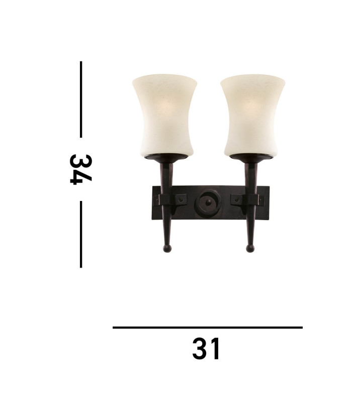 Cartwheel 2 Light Indoor Wall Light Black with Scavo Glass E27_Line