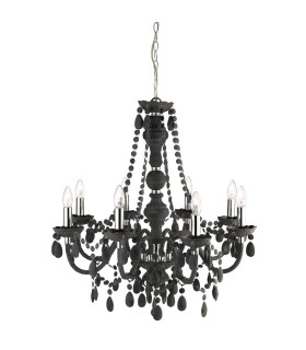 Marie Therese 8 Light Chandelier Grey Finish with Acrylic Crystals E14_Main