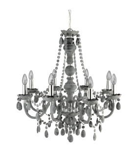 Marie Therese 8 Light Chandelier Grey Finish with Acrylic Crystals E14_Off