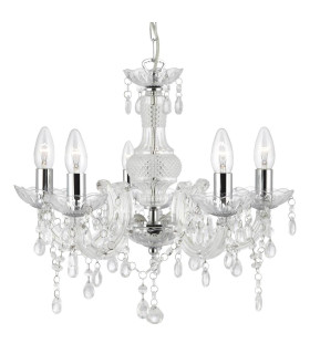Marie Therese 5 Light Multi Arm Ceiling Pendant Clear with Crystals E14_Main