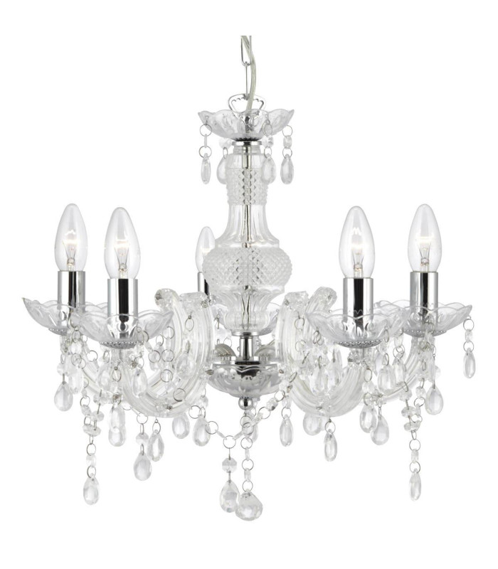 Marie Therese 5 Light Multi Arm Ceiling Pendant Clear with Crystals E14_Main