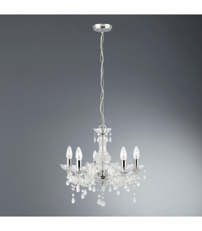 Marie Therese 5 Light Multi Arm Ceiling Pendant Clear with Crystals E14_Room
