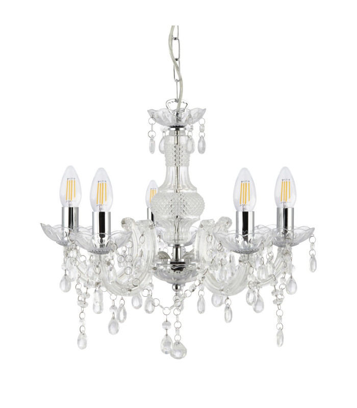 Marie Therese 5 Light Multi Arm Ceiling Pendant Clear with Crystals E14_Off