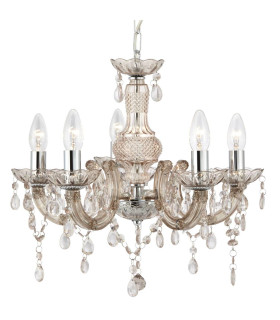 Marie Therese 5 Light Chandelier Mink Finish with Acrylic Crystals E14_Main