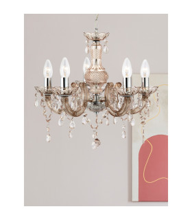 Marie Therese 5 Light Chandelier Mink Finish with Acrylic Crystals E14_Room