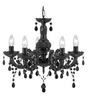 Marie Therese 5 Light Multi Arm Ceiling Pendant Black with Crystals E14_Main