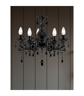 Marie Therese 5 Light Multi Arm Ceiling Pendant Black with Crystals E14_Room