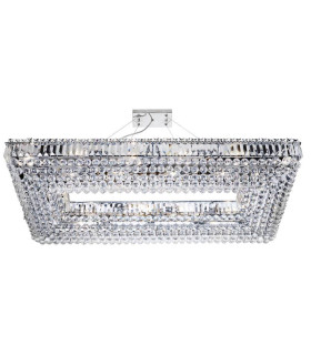 Vesuvius 24 Light Ceiling Pendant Chrome with Crystals - Rectangle Frame E14_Main