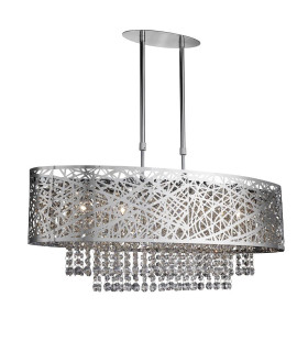 5 Light Adjustable Ceiling Pendant Bar Chrome with Crystals G9_Main