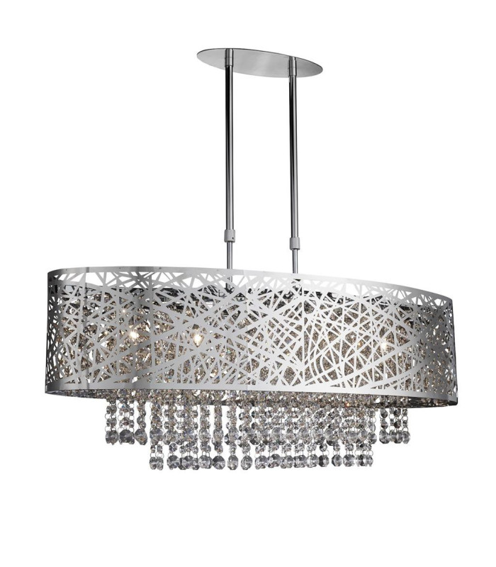 5 Light Adjustable Ceiling Pendant Bar Chrome with Crystals G9_Main