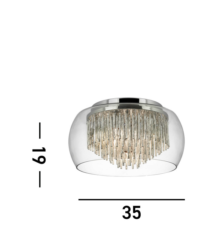 Curva 4 Light Flush Ceiling Light Chrome and Glass G9_Line