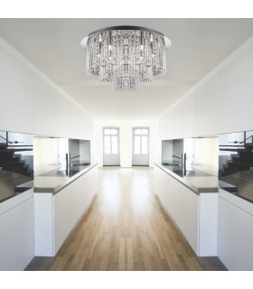 Beatrix LED 8 Light Flush Ceiling Light Chrome Crystal G9_Room
