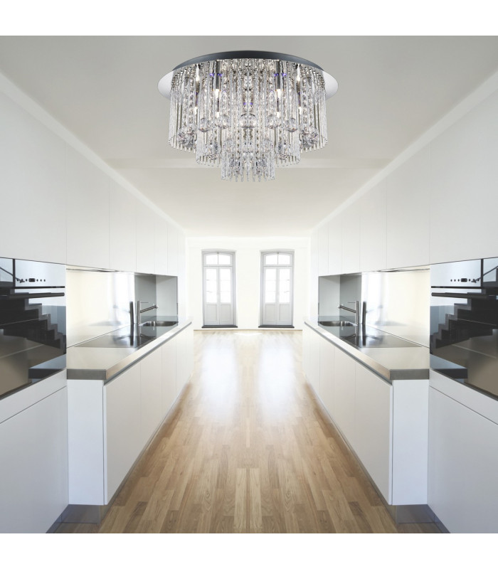 Beatrix LED 8 Light Flush Ceiling Light Chrome Crystal G9_Room