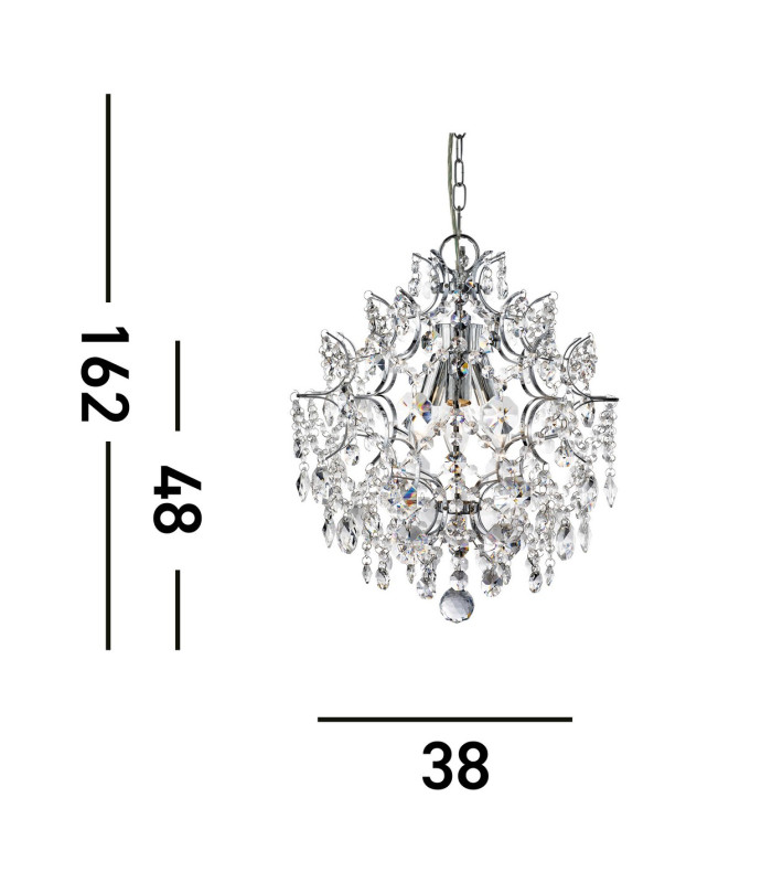 Harrietta 3 Light Ceiling Pendant Chrome with Crystals E14_Line