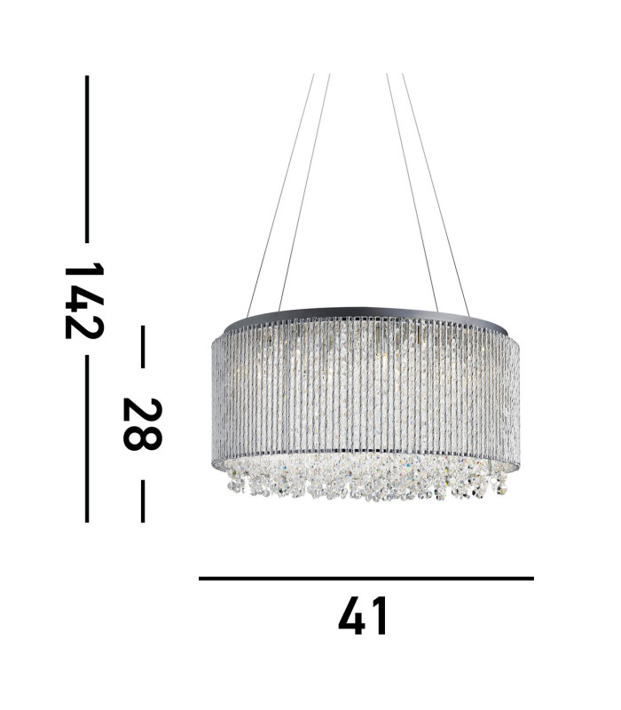 Beatty 8 Light Ceiling Pendant Chrome with Crystals G9_Line
