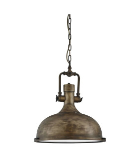 Industrial 1 Light Dome Ceiling Pendant Black gold with Glass Diffuser E27_Main