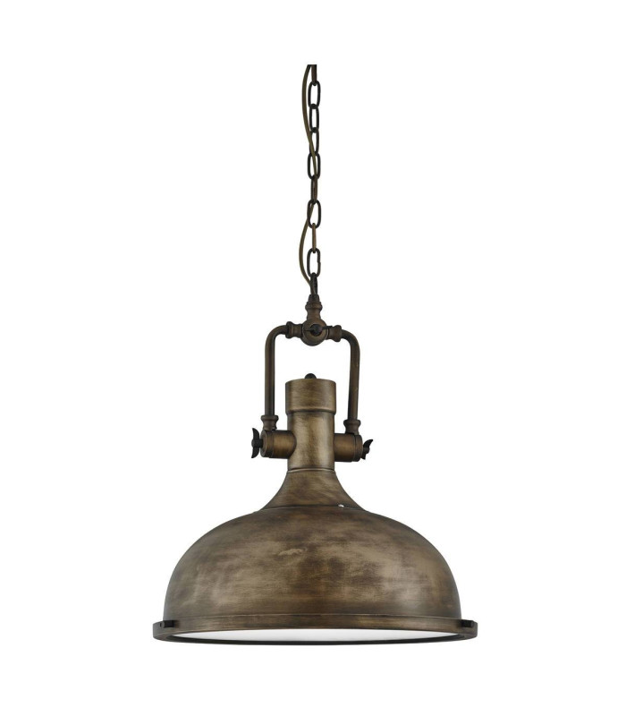 Industrial 1 Light Dome Ceiling Pendant Black gold with Glass Diffuser E27_Main