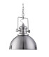 Industrial 1 Light Dome Ceiling Pendant Satin Silver with Acrylic Diffuser E27_Main