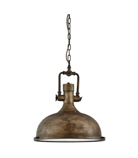 Industrial 1 Light Dome Ceiling Pendant Black gold with Glass Diffuser E27_Off