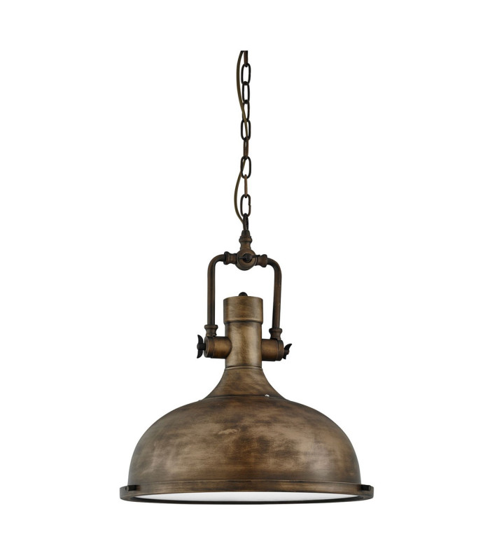 Industrial 1 Light Dome Ceiling Pendant Black gold with Glass Diffuser E27_Off