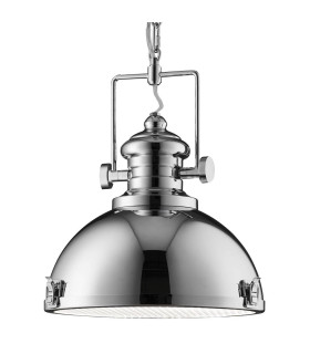 Industrial 1 Light Dome Ceiling Pendant Chrome with Acrylic Diffuser E27_Main