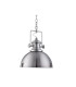 Industrial 1 Light Dome Ceiling Pendant Satin Silver with Acrylic Diffuser E27_Off