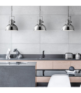 Industrial 1 Light Dome Ceiling Pendant Chrome with Acrylic Diffuser E27_Room
