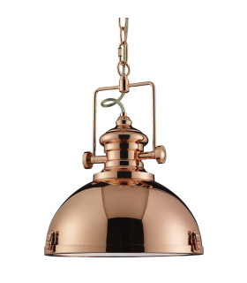 Industrial 1 Light Dome Ceiling Pendant Copper with Acrylic Diffuser E27_Main