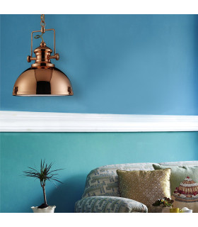 Industrial 1 Light Dome Ceiling Pendant Copper with Acrylic Diffuser E27_Room