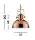 Industrial 1 Light Dome Ceiling Pendant Copper with Acrylic Diffuser E27_Line