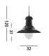 Fisherman 1 Light Dome Ceiling Pendant Black Clear Glass Medium E27_Line