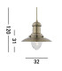 Fisherman 1 Light Dome Ceiling Pendant Antique Brass Clear Glass Medium E27_Line