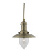 Fisherman 1 Light Dome Ceiling Pendant Antique Brass Seeded Glass E27_Main