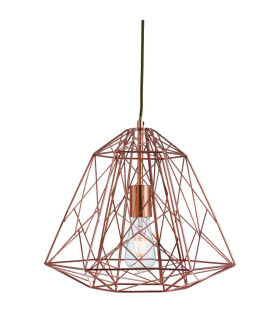 Geometric Cage 1 Light Wire Ceiling Pendant Copper E27_Main