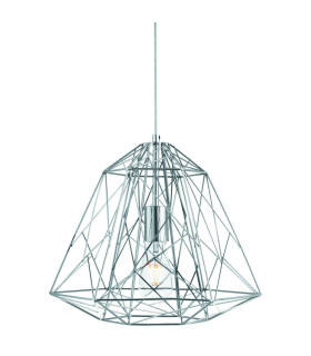 Geometric Cage 1 Light Wire Ceiling Pendant Chrome E27_Main