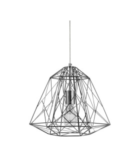Geometric Cage 1 Light Wire Ceiling Pendant Chrome E27_Off