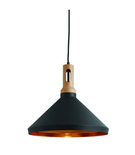 1 Light Dome Ceiling Pendant Black Gold E27_Main