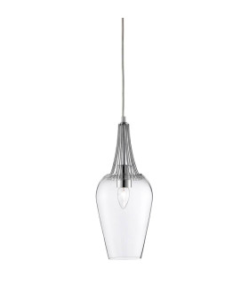 Whisk 1 Light Ceiling Pendant Chrome with Clear Glass Shade E27_Main