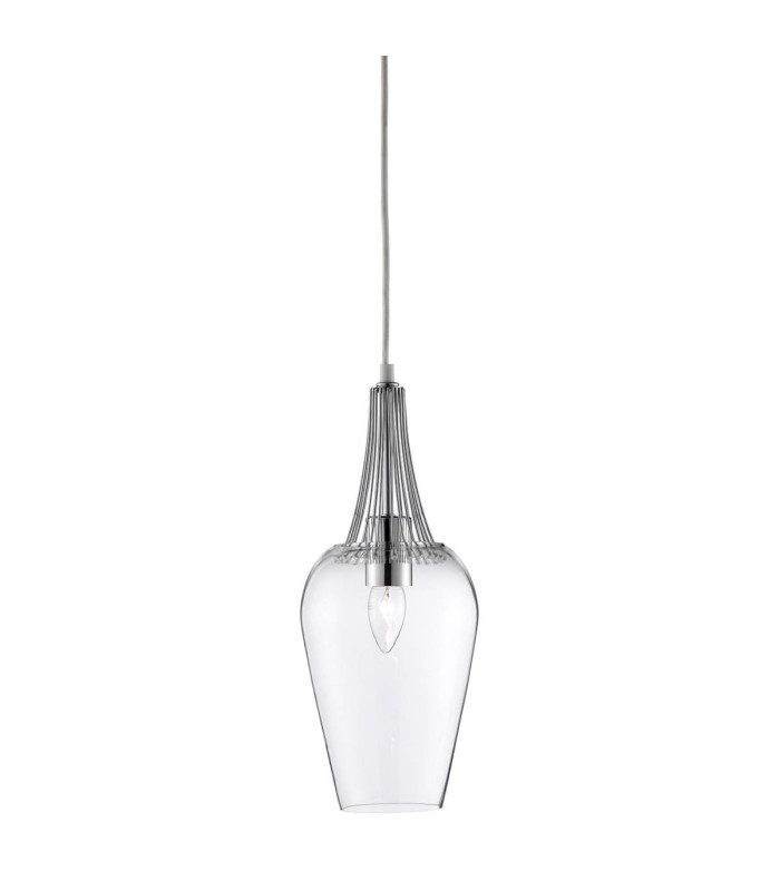 Whisk 1 Light Ceiling Pendant Chrome with Clear Glass Shade E27_Main